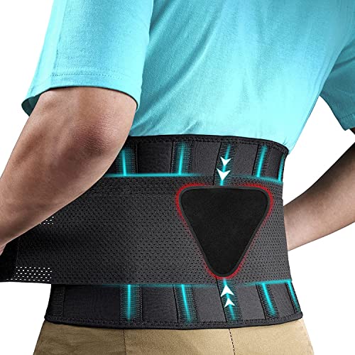 FEATOL Back Brace Support Belt-Lumbar Support Back Brace for Back Pain, Sciatica, Scoliosis, Herniated Disc Adjustable Support Straps-Lower Back Brace with Removable Lumbar Pad for Men & Women