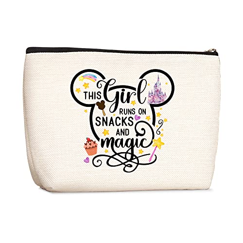 Cartoon Mouse Cute Mouse Themed Gifts Cosmetic Bag for Women Teen Girls Birthday This Girl Runs On Snacks Makeup Bag Funny Anime Pouch Travel Bags Skincare Toiletry Bag Makeup Bag Anime Gifts