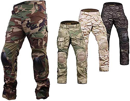 Emerson Airsoft Hunting Tactical Pants Combat Gen3 Pants with Knee Pads (US, Alpha, X-Large, Regular, Regular, Woodland)