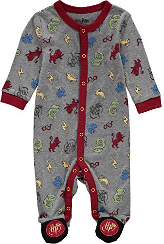 Harry Potter Baby Boys Footie Pajamas – Baby Footed Pajamas Newborn Sleeper (Red/Grey/Yellow, 0-3M)