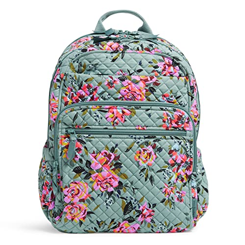 Vera Bradley Women's Cotton XL Campus Backpack, Rosy Outlook - Recycled Cotton, One Size