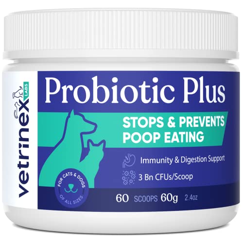 Vetrinex Labs Probiotic - Coprophagia Treatment for Dogs - Stop and Prevent Dog from Eating Poop - No Stool Eating, Deterrent and Prevention - Probiotics Powder for Cats, Dogs & Puppies
