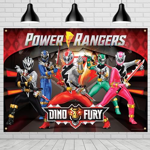 Treasures Gifted Power Rangers Backdrop - 4.3ft x 6ft Fabric Power Rangers Backdrop for Birthday - Officially Licensed Power Rangers Birthday Party Supplies - Power Rangers Party Supplies