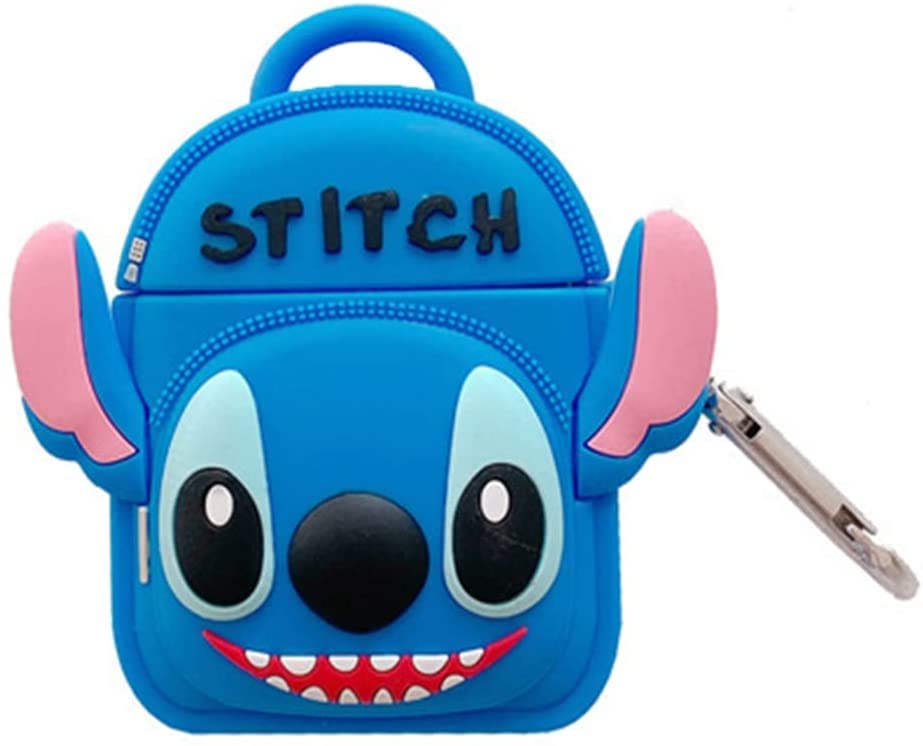 SMAIGE Funny Stitch Backpack Case for Airpods 2/1, Cute 3D Shoulder Bag Design Silicone Airpods Protective Charging Covers with Keychain for Kids Teens Boys Girls Women