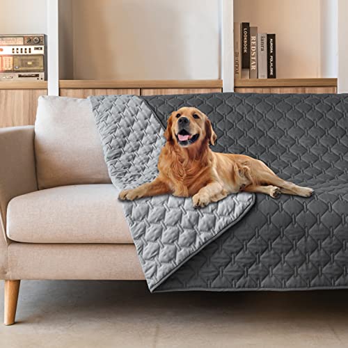 gogobunny 100% Double-Sided Waterproof Dog Bed Cover Pet Blanket Sofa Couch Furniture Protector for Kids Children Dog Cat, Reversible (82x82 Inch (Pack of 1), Dark Grey/Light Grey)