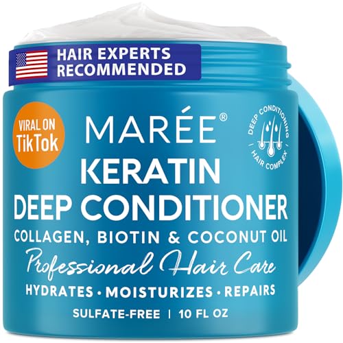 MAREE Deep Hair Mask & Conditioner - Hydrating & Deep Conditioning Hair Mask with Coconut Oil & Keratin - Biotin & Collagen Moisturizing Conditioner