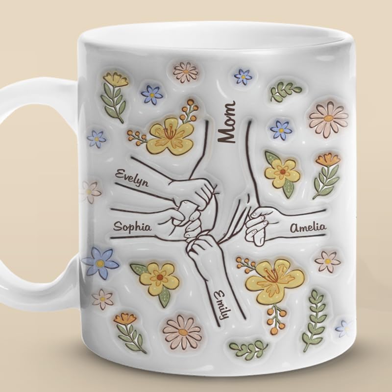 Pawfect House You Hold Our Hands Also Our Hearts, Mothers Day Gifts For Mom, Grandma, Personalized 2D Mom Coffee Mug, Mom Birthday Gifts From Daughters, Sons, Mom Ceramic Cup, Best Mom Ever Gifts