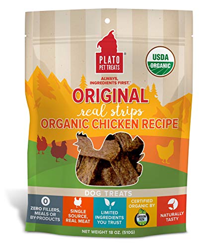 PLATO Original Real Strips Organic Chicken 18oz, Natural