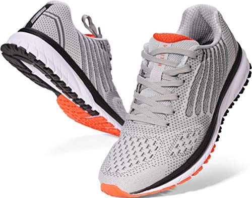 Joomra Whitin Mens Lightweight Tennis Shoes Arch Supportive Running Walking Fitness Size 12 Cushioned Cross Training Footwear for Man Runny Athletic Workout Sneakers Gray 46