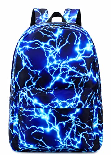 mezhsa Boy School Backpack Elementary Middle Lightning Bookbag Laptop Teenager Waterproof Lightweight 17 Inches (1-Blue)