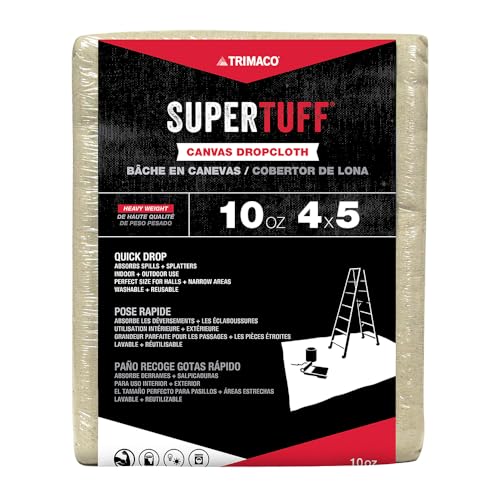 Trimaco SuperTuff 10 oz thick Heavyweight Canvas Drop Cloth, 4-feet x 5-feet