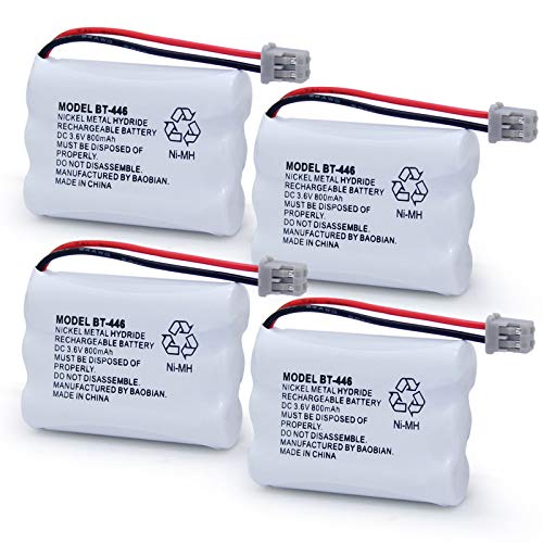 BAOBIAN BT-446 BT446 BT-1005 Replacement Battery Compatible with Uniden Cordless Phone BBTY0503001 BT-1004 GE-TL26402 BT-504 CPH-488B Handset Phone Rechargeable 3.6V 800mAh (4 Pack)