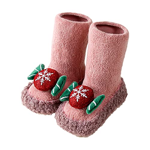 Bblulu Newborn Fleece Slippers Soft Sole Ankle Boooties Non Skid Gripper Slippers Stay on Socks Shoes Newborn First Walker Crib Infant Baby Shoes