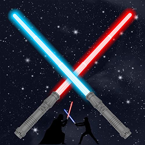 Light Sabers for Kids, 2 Pack Lightup Saber Gift Set for Fighters and Warriors, Birthday Party, Halloween Dress Up Parties Costume, Dual Light Saber with Sound for Boys Girls