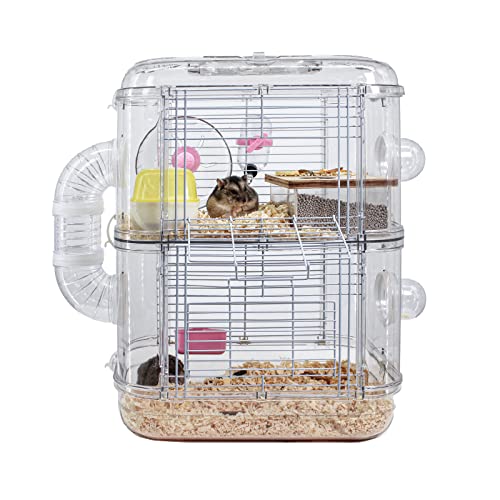 MLOHASING Hamster Cages and Habitats,Rat Cage with Hamster Accessories Including Hamster Ball，Food Dish, Water Bottle，Small Animal Cage and Playpen, 12.5 * 15.7 in