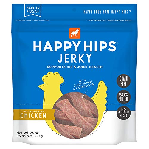 Happy Hips Chicken Jerky, Grain Free Dog Treats with Glucosamine & Chondroitin, Made in USA, 24 oz, 29253, 1.5 Pound (Pack of 1)