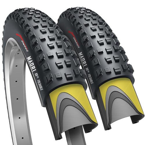 Fincci Pair 29 x 2.25 Inch Bike Tires 57-622 Foldable 60 TPI with Nylon Protection for Mountain Enduro Gravel MTB Hybrid Bicycle - Pack of 2 29x2.25 Tire