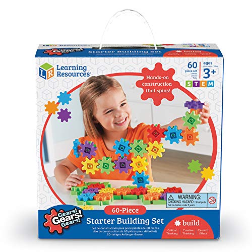 Learning Resources Gears! Gears! Gears! Starter Building Set, Puzzle, Early STEM Toys, Gears Toys for Kids, 60 Pieces, Ages 3+