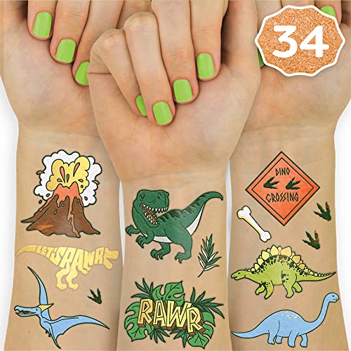 xo, Fetti Dinosaur Tattoos for Kids - 34 styles | Birthday Party Supplies Boy, Dino Party Favors, T-rex Decorations