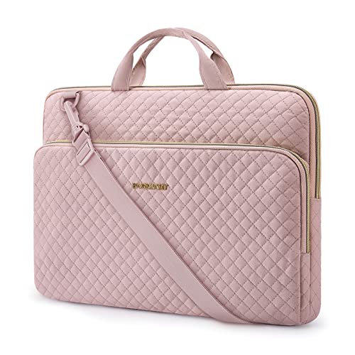 BAGSMART Protective Sleeve case Compatible with MacBook Pro 16 Inch,15.6 inch, HP,Dell,Acer Aspire,Asus Notebook,Laptop with Shoulder Strap,Pocket,Handle,Pink