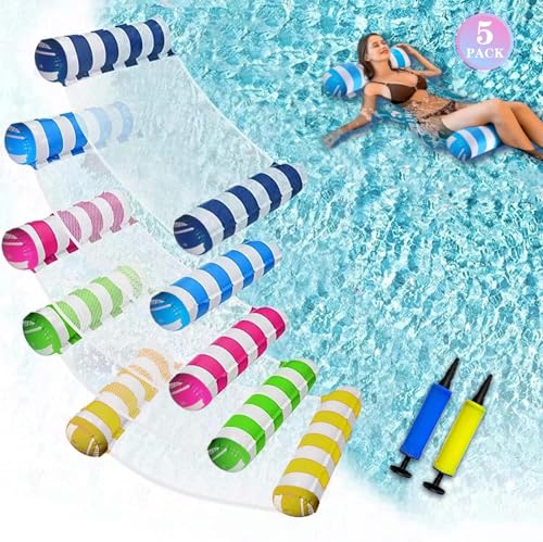 JUXIAO 3 Pack Upgrated XL Water Pool Floats, 4-in-1 (Hammock, Saddle, Lounge Chair, Drifter) Multi-Purpose Water Pool Float, Non-Stick PVC Material