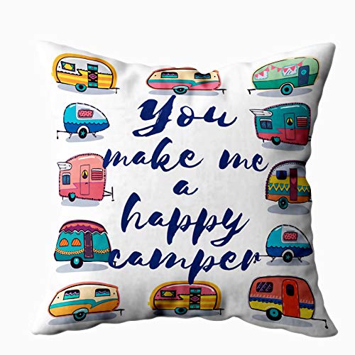 Musesh My Pillow Case Throw Pillows, You Make Me Happy Happy Card Camper Card. Camper for Sofa Home Decorative Pillowcase 16X16Inch Pillow Covers