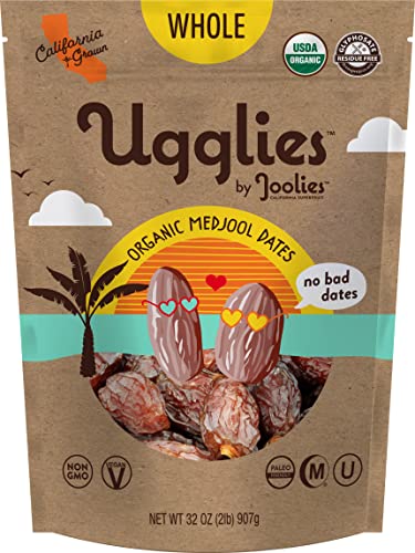 'Ugglies' By Joolies Organic Whole Medjool Dates | 2 Pound Pouch | Fresh California Grown Fruit | Vegan, Gluten-Free, Paleo, No Sugar Added | Great Gift for Friends & Family