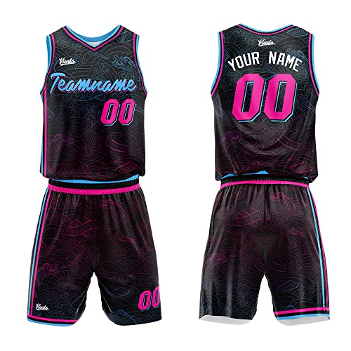 Custom Basketball Jersey for man women uniform Suit Kids Adults Personalized Jersey (Black)