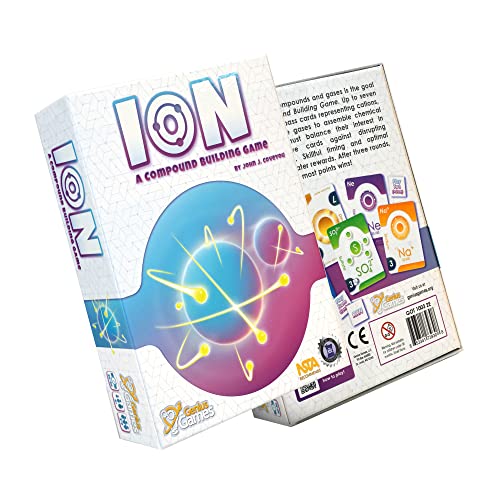 Genius Games Ion: A Compound Building Game (2nd Edition) - A Chemistry Card Drafting Game About Cations, Anion, Noble Gases - Science Accurate Board Game for High School Students, Teachers and Adults