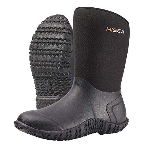 HISEA Women's Rubber Garden Boots Waterproof Insulated Yard Gardening Shoes Mid Height for Mud Working Outdoor Black