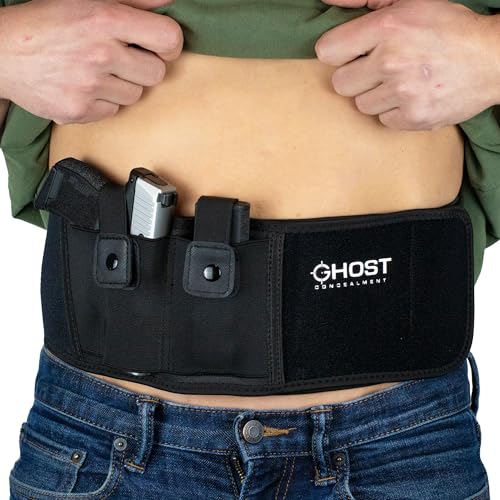 Ghost Concealment L Belly Band Holster for Concealed Carry | Fits up to a 54' Belly | IWB Gun Holsters | Men and Women (Right)