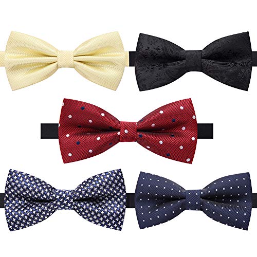 AUSKY Elegant Adjustable Pre-tied bow ties for Men Boys in Different Colors（1&4&5&6&8 Pack for option (R)