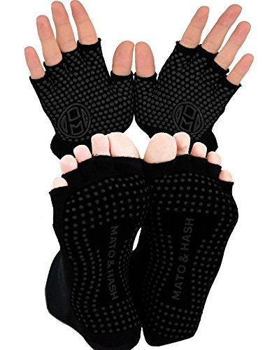 Mato & Hash Yoga Gloves AND Socks COMBO PACK | Yoga Gear for Women & Men