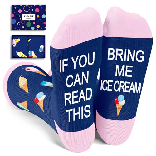 Zmart Funny Ice Cream Socks Women Teen Girl, Novelty Ice Cream Gifts Ice Cream Lovers Gifts, If You Can Read This