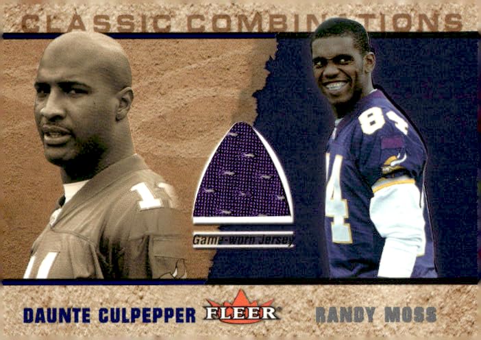 2002 Fleer Tradition Classic Combinations Memorabilia #8 Randy Moss/Daunte Culpepper Vikings Jersey Football Card (Memorabilia Piece or Relic) NM-MT