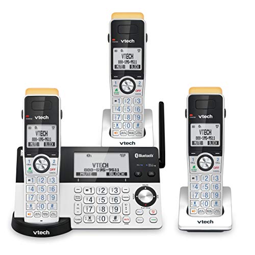 VTech IS8151-3 Super Long Range 3 Handset DECT 6.0 Cordless Phone for Home with Answering Machine, 2300 ft Range, Call Blocking, Bluetooth, Headset Jack, Power Backup, Intercom, Expandable to 12 HS