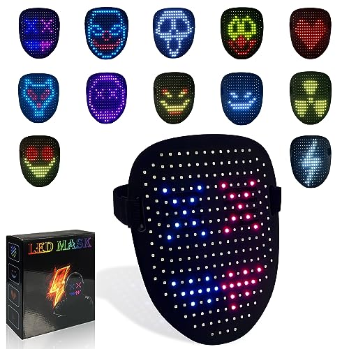MOYACA Led Mask with Gesture Sensing, Light up mask with 50 Pattern Display for Kids/Men/Women LED Halloween Mask for Costume Cosplay Party Indoor and Outdoor