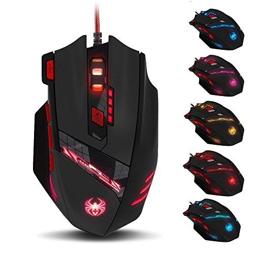 Zelotes Wired Gaming Mouse, 9200DPI, 8 Programmable Buttons, USB Optical Ergonomic Mouse, Corded Computer Mouse, Mouse Gaming for PC, Mac, Black