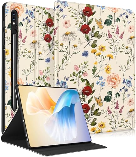 Wazzasoft for Samsung Galaxy Tab S6 Case 10.5 Inch 2019 for Women Girls Cute Folio Cover Fashion Design Girly Kawaii Flower Floral Pretty Unique Teens Tablet Cases for Samsung Tab S6 Case 10.5'