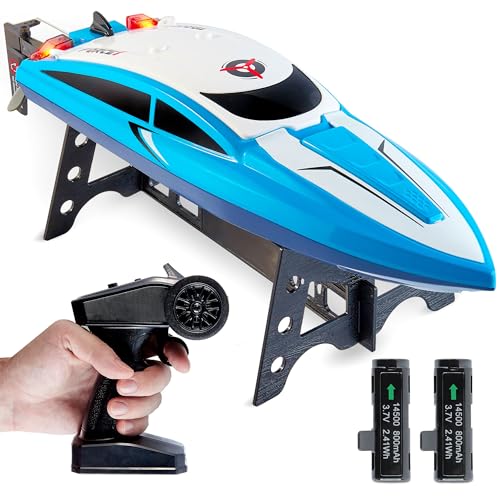 Force1 Velocity Blue Fast RC Boat - Remote Control Boat for Pools and Lakes, Underwater RC Speed Boat, Mini RC Boats for Adults and Kids, 2.4GHZ Remote Controlled Boat with 2 Rechargeable Batteries