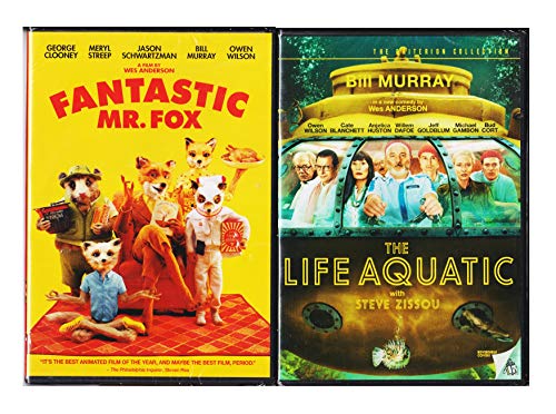 An Aquatic Sly Fantastic Mr. Fox Wes Anderson Animated + The Life Aquatic with Steve Zissou Bill Murray DVD Double Feature Fun Film Set