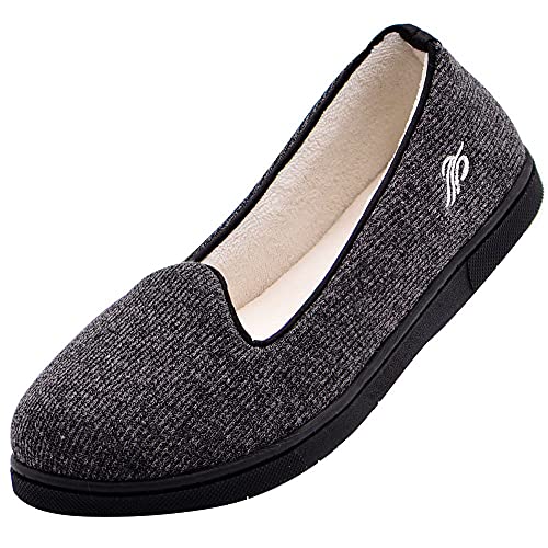 Wishcotton Women's Freira Lightweight Cozy Memory Foam Closed Back Slipper (Dark Grey, US Size 7)