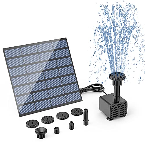 AISITIN DIY Solar Water Pump Kit for Water Feature Outdoor, Solar Powered Water Fountain Pump with 6 Nozzles for Bird Bath, Ponds, Garden, Fish Tank