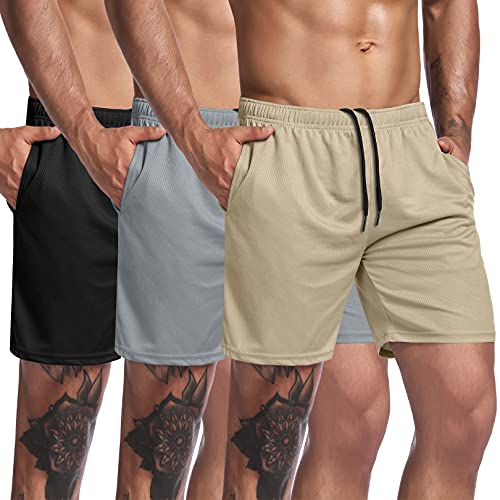 COOFANDY Men's 3 Pack Workout Gym Shorts Lightweight Athletic Mesh Shorts Quick Dry Bodybuilding Training Shorts with Pocket