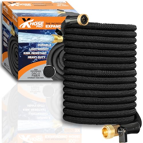 X-Hose Pro Expandable Garden Hose 75 Ft, Heavy Duty Lightweight Retractable Water Flexible Hose, Weatherproof, Crush Resistant Solid Brass Fittings, Kink Free as Seen on TV