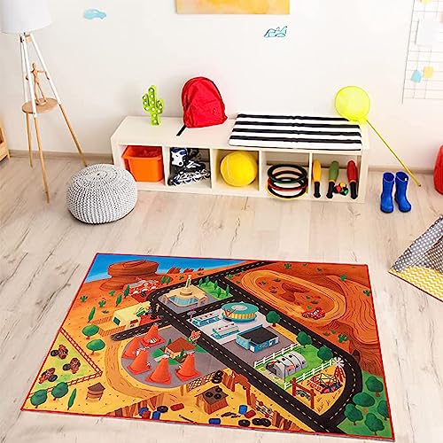 Gertmenian Disney Pixar Cars Interactive Rug Set Includes 3x Cars feat. Lightning McQueen, Mater, and Cruz Suitable for Classroom, Nursery, Bedroom, or Play Area 40x54in Medium, 32501