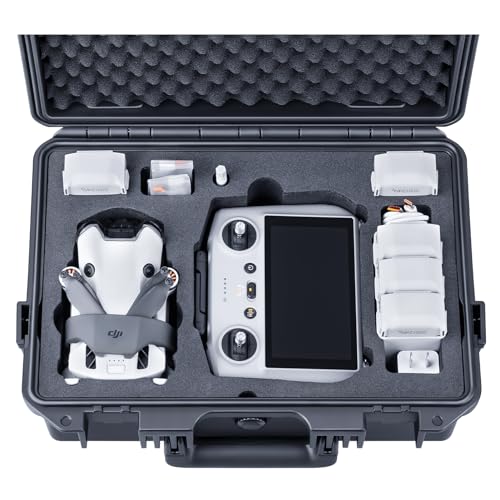 Lykus Titan MM410 Waterproof Hard Case for DJI Mini 4 Pro/Mini 3/Pro and RC2/RC/RC-N2/N1, Support 7 batteries and RC lanyard [CASE ONLY]