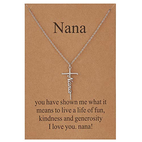 Lcherry Gifts for Nana Nana Cross Necklace for Women Religious Jewelry for Women