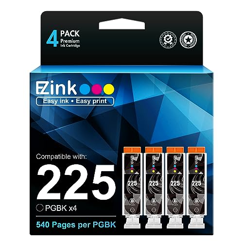 E-Z Ink (TM Compatible Ink Cartridge Replacement for Canon PGI-225 PGI225 Compatible with PIXMA MX882 MX892 MG5320 MG6220 MG5220 MG6120 MG8220 MX712 IP4820 IP4920 IX6520 Printer (Large Black, 4 Pack)