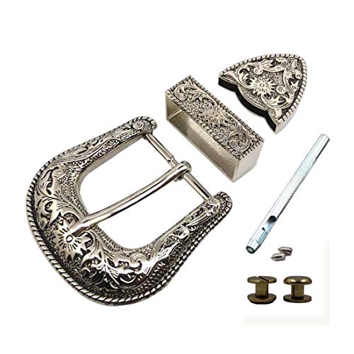 ToSSme Western Cowboy Buckle 38MM Antique Silver Belt Buckle Set 1.1/2' Wide Men's Buckle